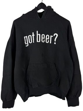 Vintage 90s Steve & Barry Got Beer? Boxy Comedy Pullover Hoodie Size L